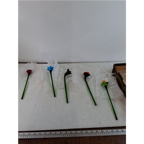 (5) Long Stem Glass Flowers