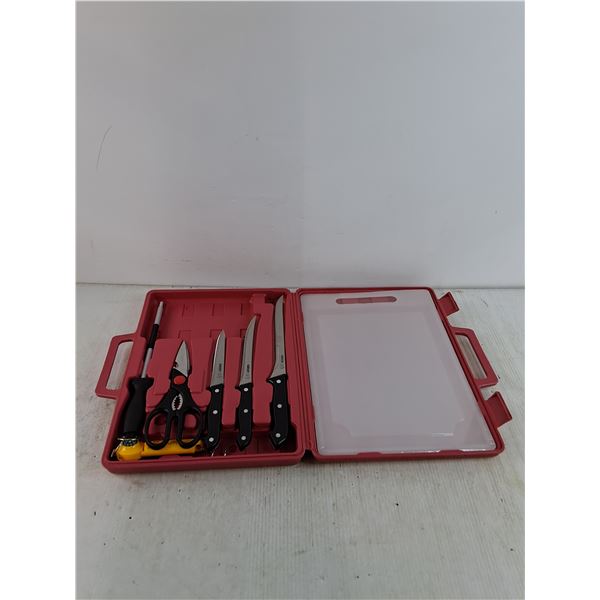 GRIP case of of (3) Knives, (1) Scissors, (1) Sharpener, (1) Compass, (1) Cutting Board