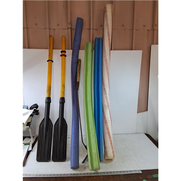 (2) Paddles, (4) Pool Noodles, (1) Untested Raft, (1) Grasswhip, Cannot Ship