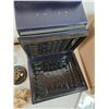 Image 4 : (4) Cookie Tins, (1) Wax Polish Tin, (1) Travel Suitcase for Makeup
