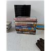 Image 3 : Box of Assorted DVDs, CDs, (2) Calgary Plates, Bin of Misc and Gloves