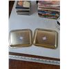 Image 9 : Box of Assorted DVDs, CDs, (2) Calgary Plates, Bin of Misc and Gloves