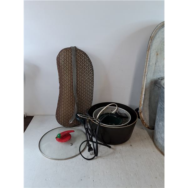 Galvanized Boiler with Lid, Assorted Electric Pots Untested and Glass Lid, As-Is, Cannot Ship