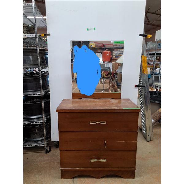 *Three Drawer Dresser With Mirror, No Shipping