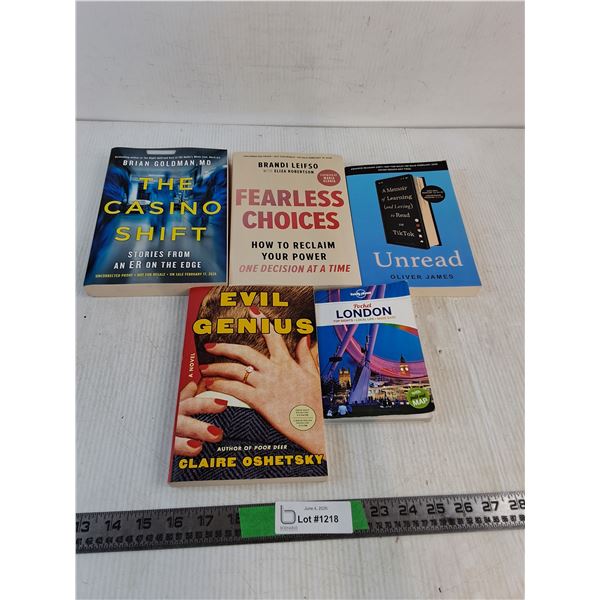 (5) Books: The Casino Shift, Fearless Choices, Unread, Evil Genius, Pocket London