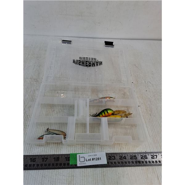 Various Fishing Lures In Utiity Box ( as is)