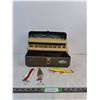 Image 1 : Vintage Tackle Box 14"x7"x7", (3) Fishing Lures ( as is)
