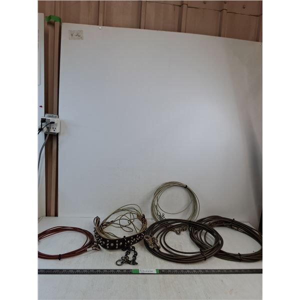 (4) Dog Tie-Out Cable With A Protective Vinyl Coating, Spiked Dog Collar
