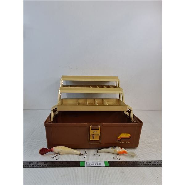 3 Tier Tackle Box 15"x8"x8", (2) Fishing Lures ( as is, cannot ship)