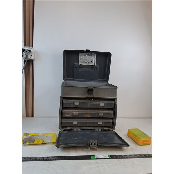 3 Drawer Tackle Box With Various Fishing Lures  15"x9"x15" ( as is, cannot ship)