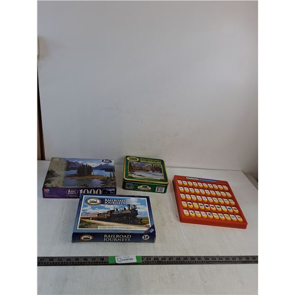 (3) Puzzles, Kiddicraft Flip-Up Learning Centre Toy ( as is)