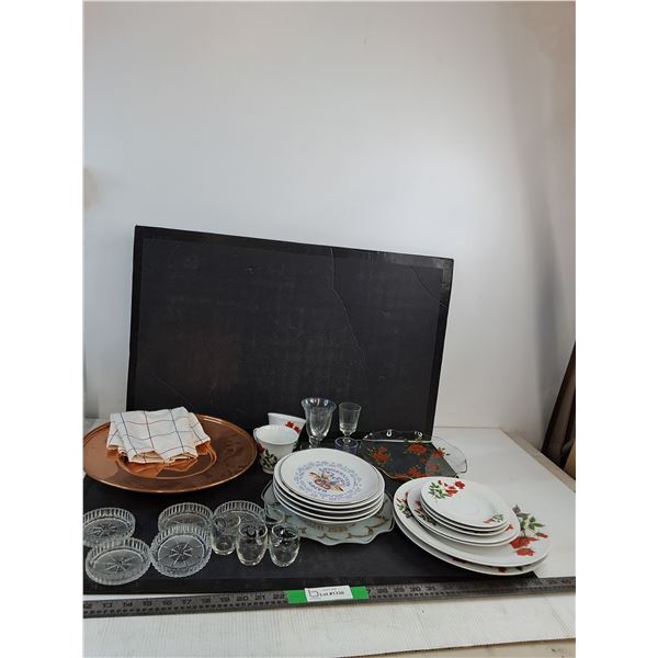 Dish Cloth, Tea Cups, Various Plates & Dishware, Misc