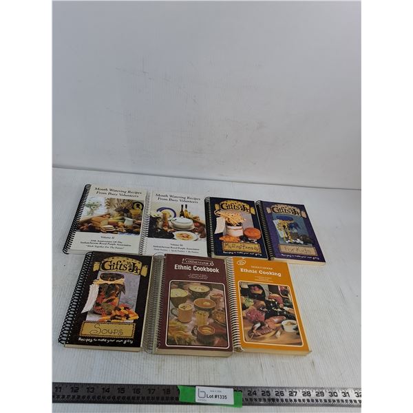 (7) Cookbooks- Mouth Watering Recipes, Gifts In A Jar, Ethnic Cooking