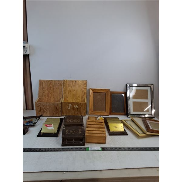 Various Picture Frames ( Up to 9"x12"), Various Letter Boxes, Misc ( cannot ship, as is)