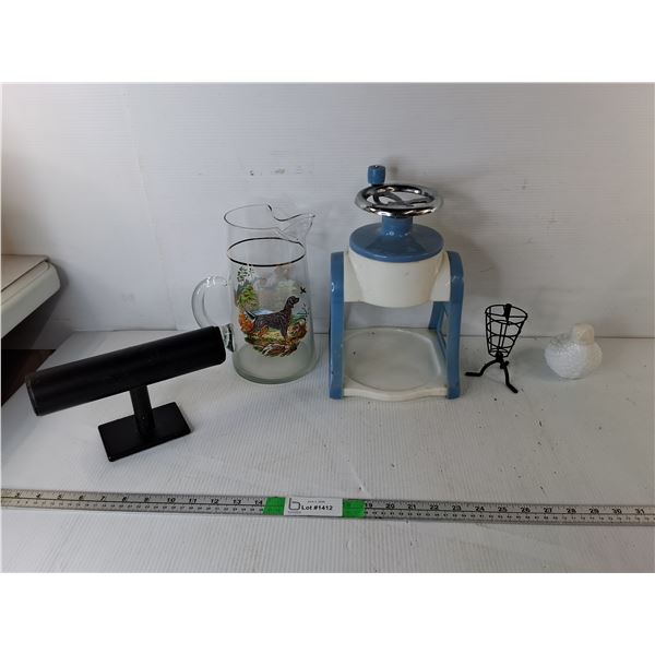 Glass Pitcher, Bracelet Holder, Ice Shaver, Misc.
