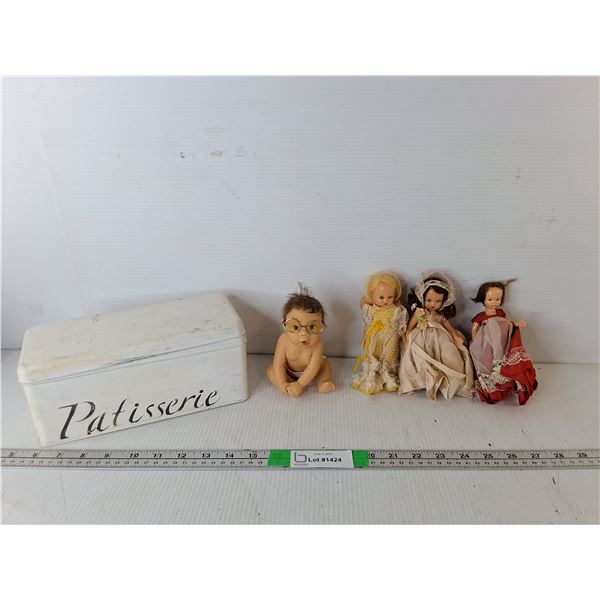 Vintage Dolls, Baby Figurine & Tin