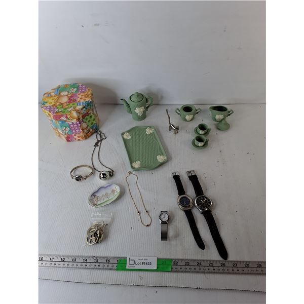 Watches, Miniature Jasperware Tea Set, Misc.
