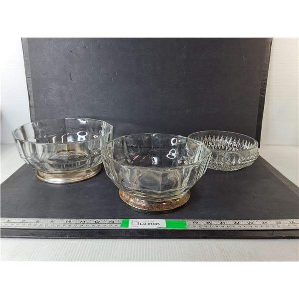 (3) Glass Bowls  Up to 9" Diameter