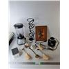 Image 1 : Miniature Lamp Shade, Hamilton Beach Blender- Powers On, Shoe Stretchers, Misc.