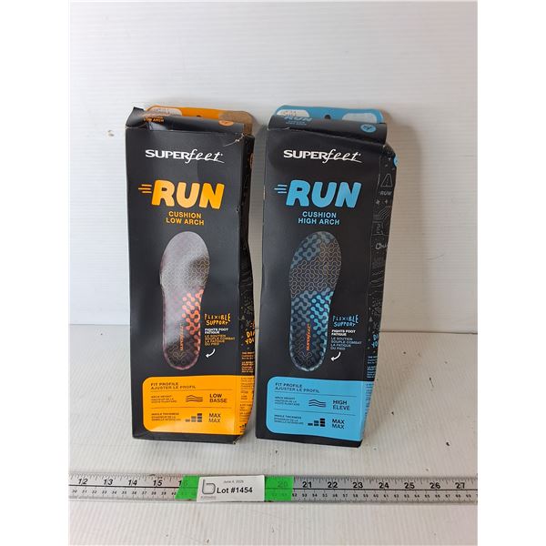 (2) Pairs of Superfeet Low/High Arch Insoles