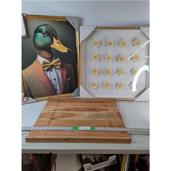 Framed Duck Picture- 26"x 20"- As Is, Framed Flower Picture- 20" x20"-As Is, Cannot Ship
