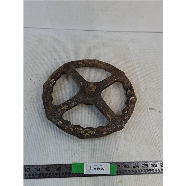 Rustic Scalloped-Edge Industrial Valve Handwheel 12" ( as is, cannot ship)