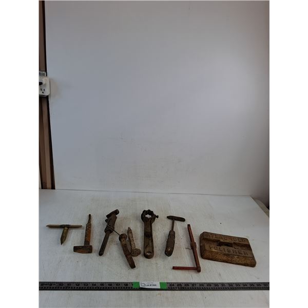Vintage adjustable Monkey Wrench & Various Vintage Tools ( as is)