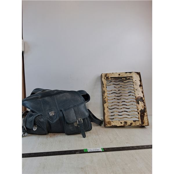 Blue Duffel Bag ( No zipper), Metal Grate Cover ( as is, cannot ship)