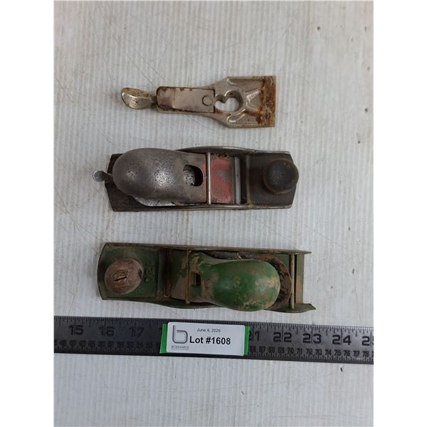 (2) Carpenter Tools Wood Planes 7''x2.5''x3'', Stanley Handyman Plane Lever Cap