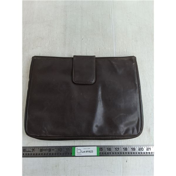 Brown Faux Leather Case with Pink Inner Lining 11.4''x14.5''
