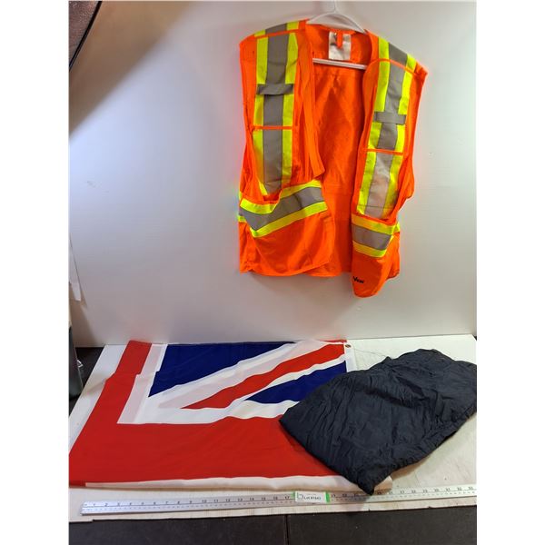 British Flag 58"x35", Ski Pants Size 34, Safety Vest- L