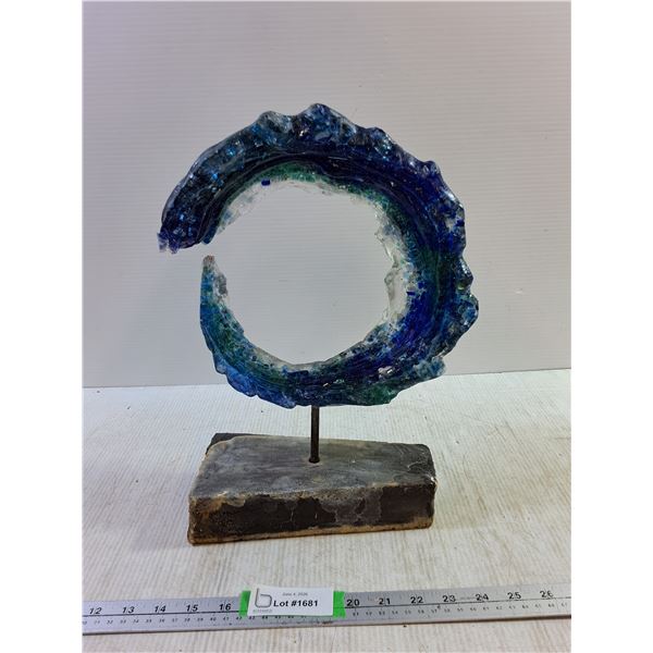 Fused Glass Wave Sculpture 14.5"