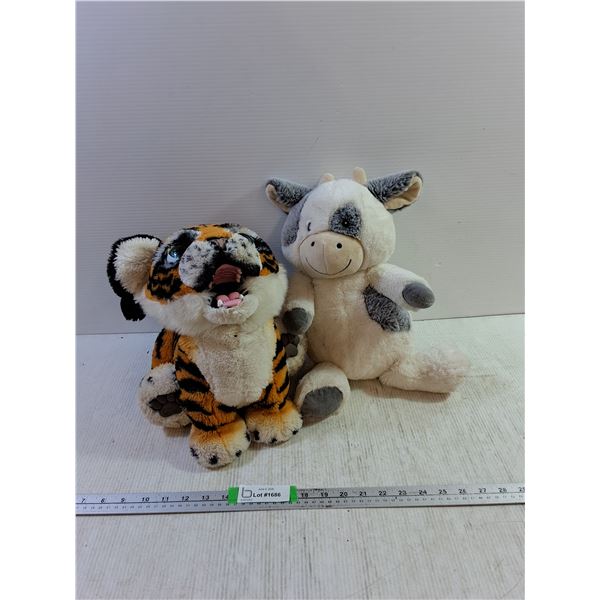 (2) Kids Stuffies- Tiger And Cow 17"