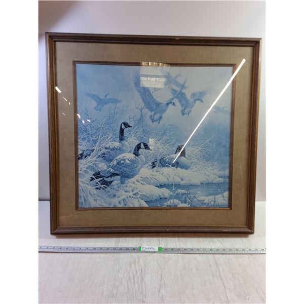 *Framed Picture Of Geese In Snow-32"x34", Cannot Ship