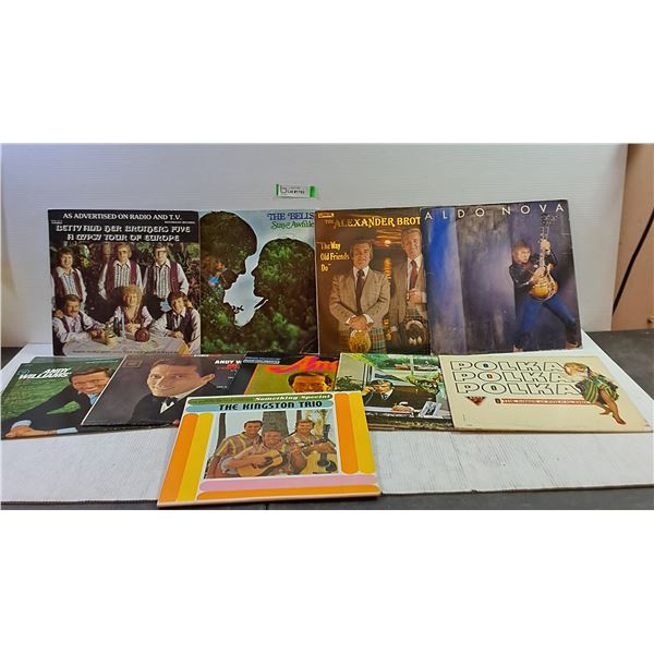 (12) Records With Some Duplicates- Andy Williams, Kingston Trio, Aldo Nova, The Bells, Polka