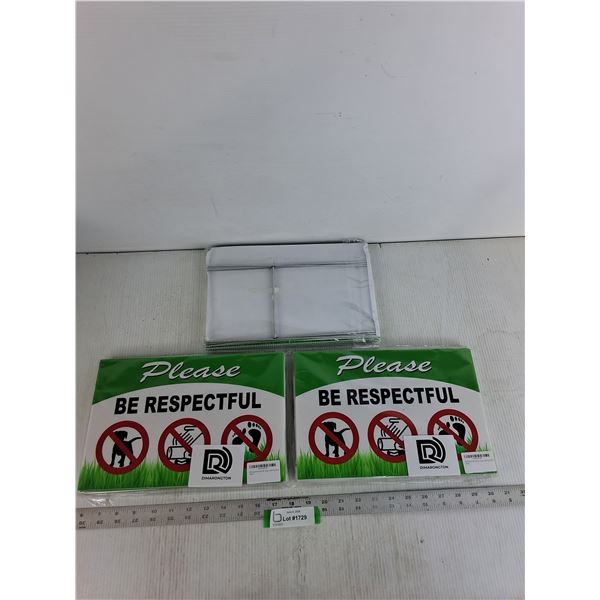 (3 Sets) Lawn Signs (Please Be Respectful) - 12"x8"