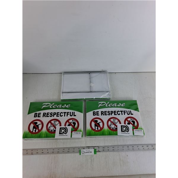 (3 Sets) Lawn Signs (Please Be Respectful) - 12"x8"