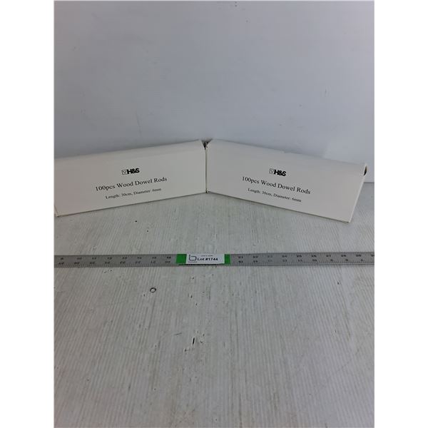 (2) Boxes Wood Dowel Rods - 30cm x  6mm