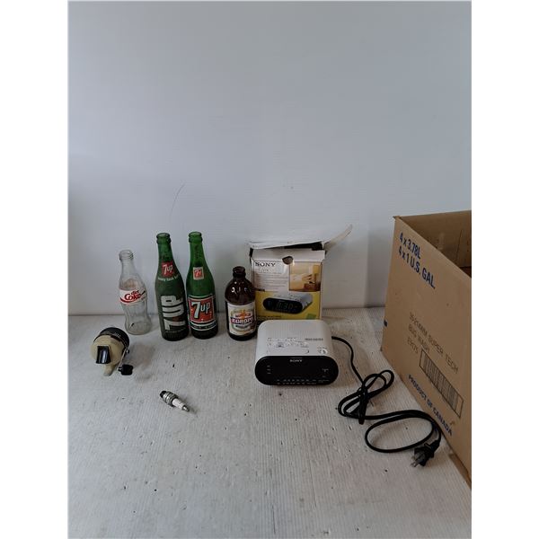 Assorted Bottles, Sony Radio Untested, Fishing Mechanism