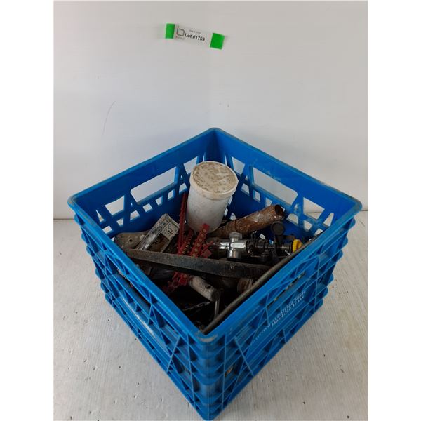 (2) License Plates, (2) Saws, Pliers, Can of Nails, Misc- No Shipping