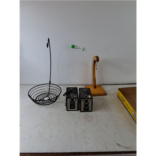 (2) Antique Cameras Untested, Suspended Planter Racks