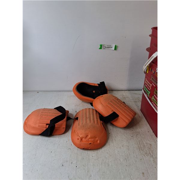 (2) Sets of Foam Kneepads Untested, Red Bin of Small Nails