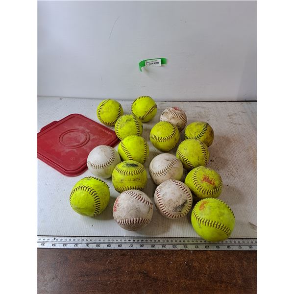 (17) Assorted Large Baseballs, Red Bin