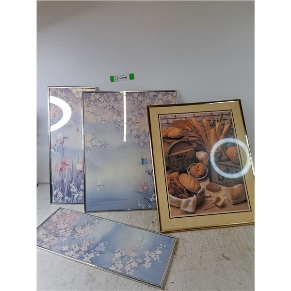 (4) Paintings, One with Broken Glass All As-Is, Cannot Ship