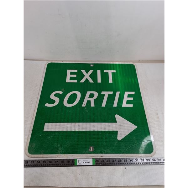 Green Exit Sign 23.9''x23.6'', Cannot Ship