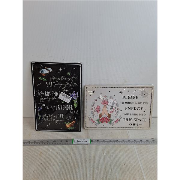 (2) Metal Wall Decor Approx 12"x8"- Positive Energy Themed