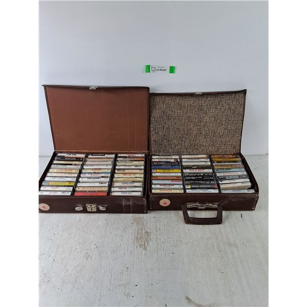 Assorted Cassette Tapes in (2) Cassette Suitcases As-Is