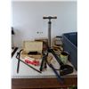Image 1 : Tackle Box, BBQ Accessories, Toy Firetruck As Is, (2) Working Tire Pumps and Light, Cannot Ship
