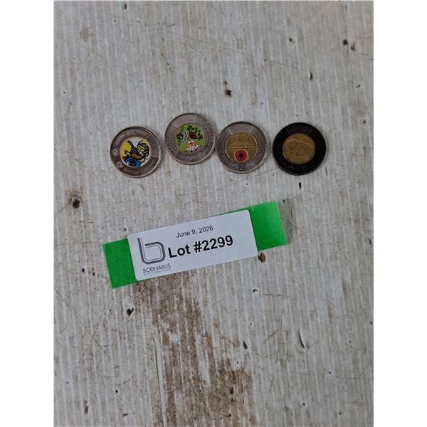 (4) Toonies, Unknown Soldier, Daphne Odjig, Queen Mourning Coin