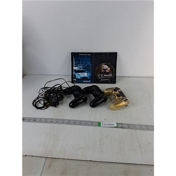 (3)Playstation 4 Controllers- As Is, Mortal Kombat 2 PS2 Game - As is, Power Cord